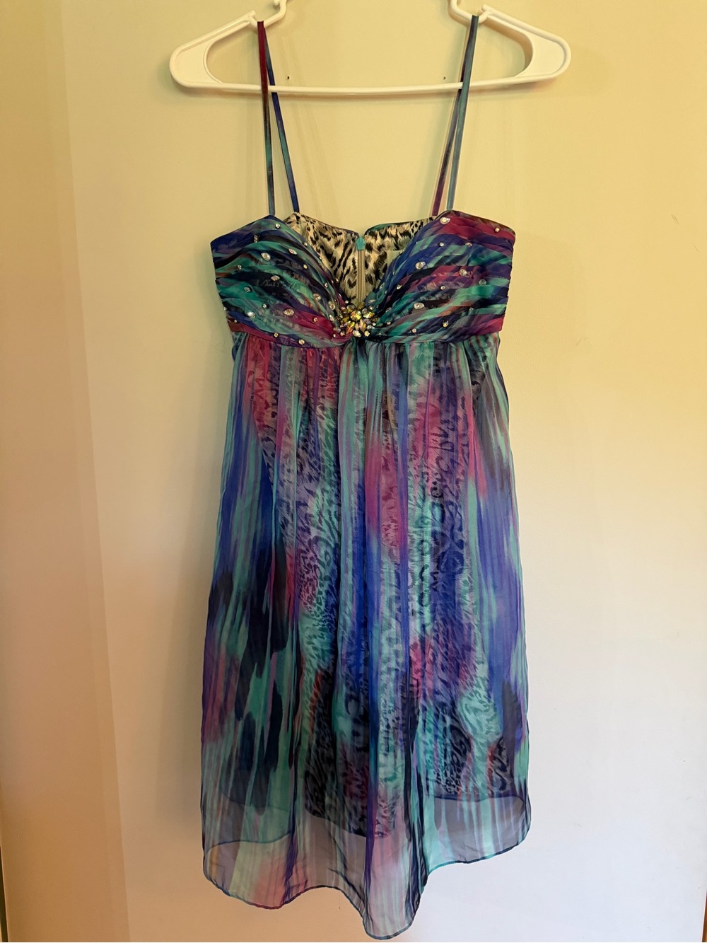 Vintage Y2K Multicolor Chiffon Layered Babyboll Dress 4 S